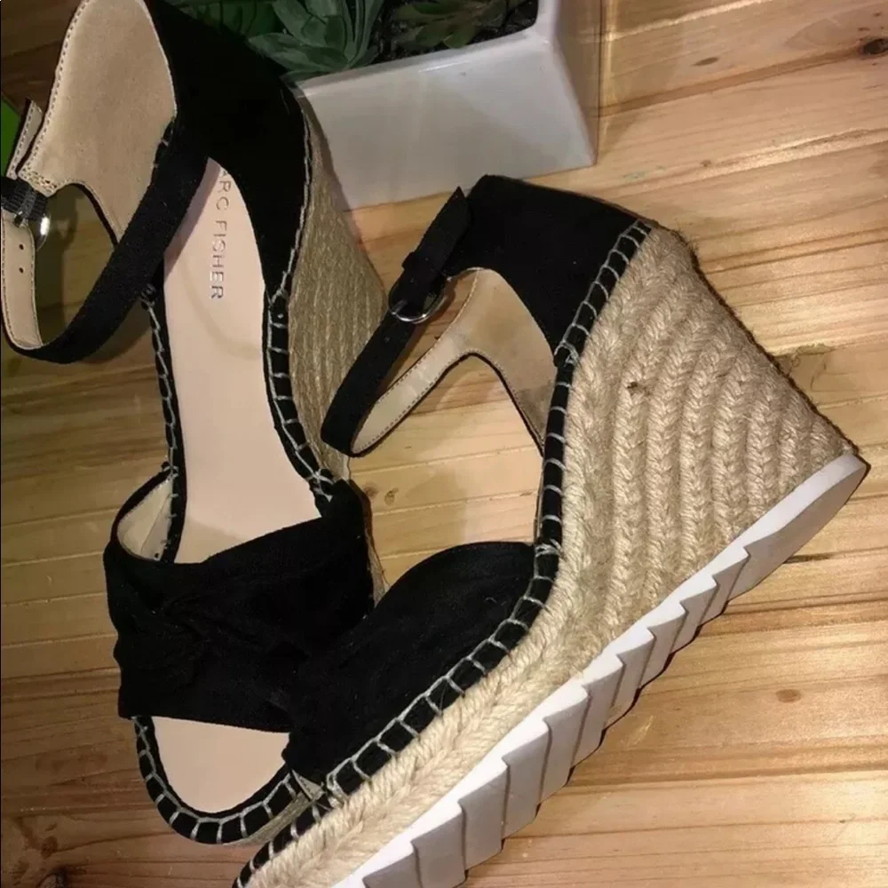 Marc Fischer LTD Espadrille Platform Wedge heels sandals black